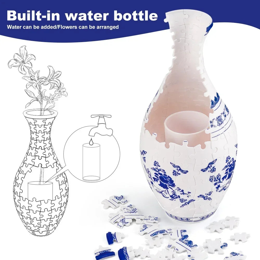 3D Puzzle Vase Porcelain Design Panda Flower Pot Plastic Home Decoration Waterproof Creative Birthday Gifts Kids Boys Girls Toys