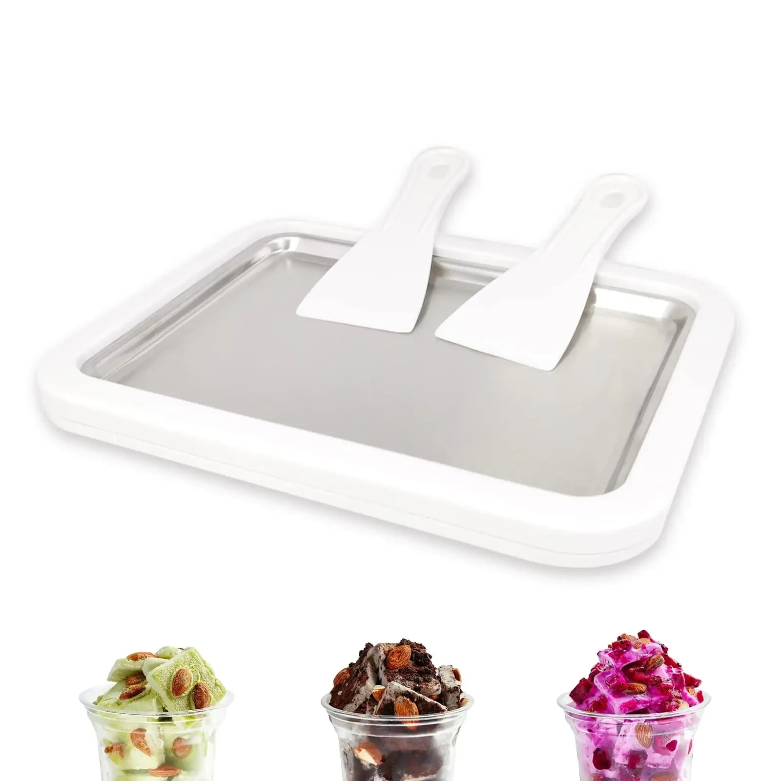 Household DIY Rolled Fried Ice Cream Maker Multifunctional Cold Sweet Ice Pan Frozen Yogurt Gelato Machine Homemade Frozen Desse