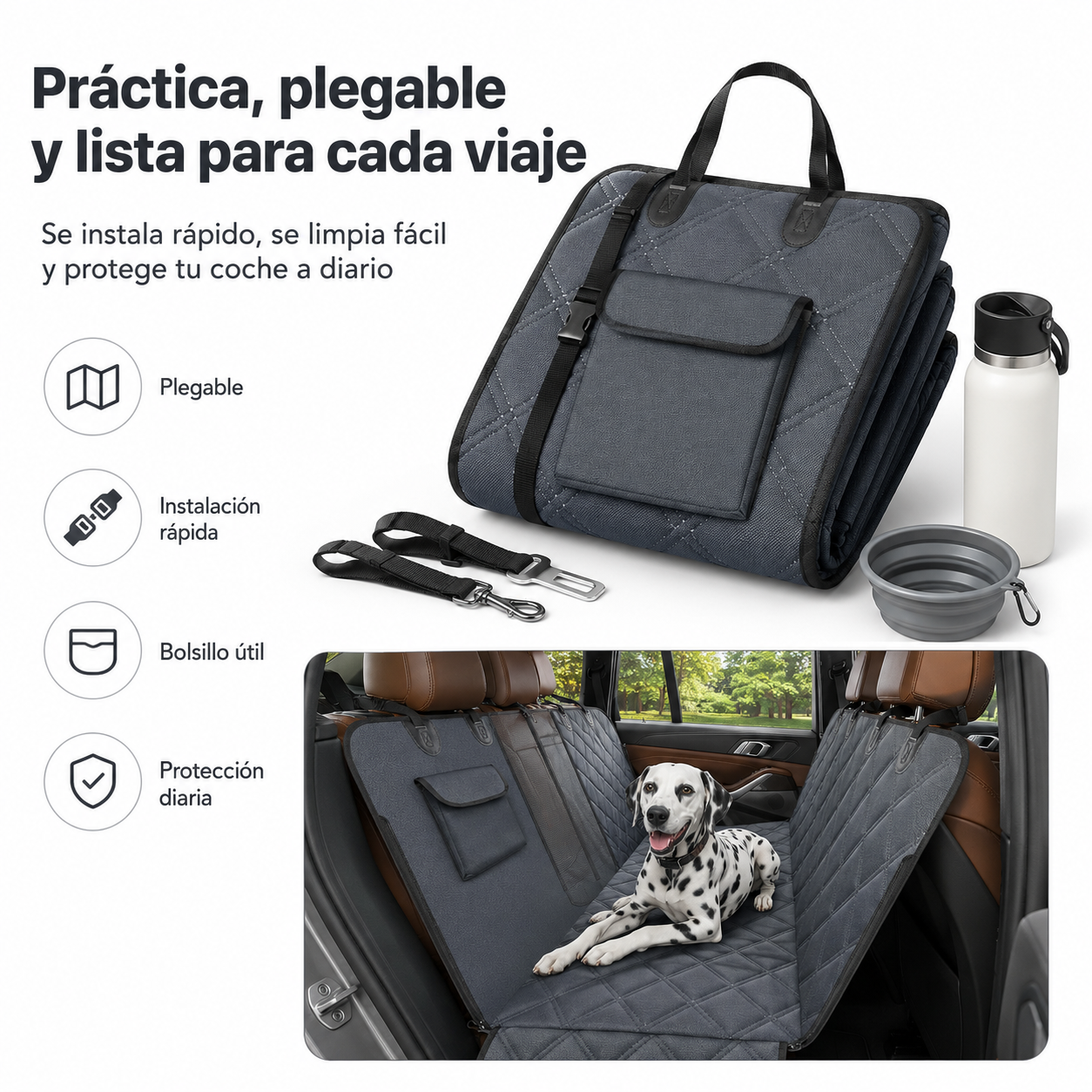 Protector de asiento trasero para mascotas – impermeable con malla