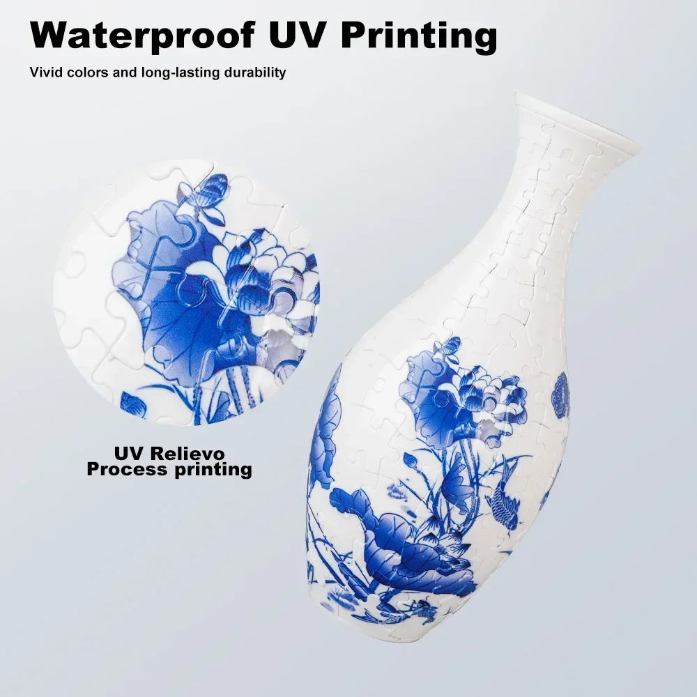 3D Puzzle Vase Porcelain Design Panda Flower Pot Plastic Home Decoration Waterproof Creative Birthday Gifts Kids Boys Girls Toys